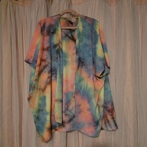 Lightweight Tie-Dye Open Front Kimono - Multi